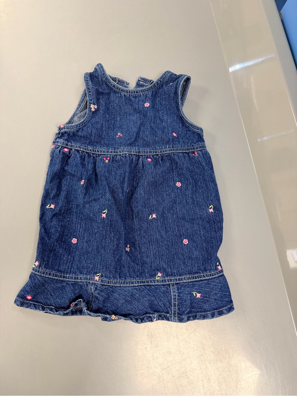 OshKosh B'gosh Denim Dress with Pink Embroidery flowers 100% cotton size 2T